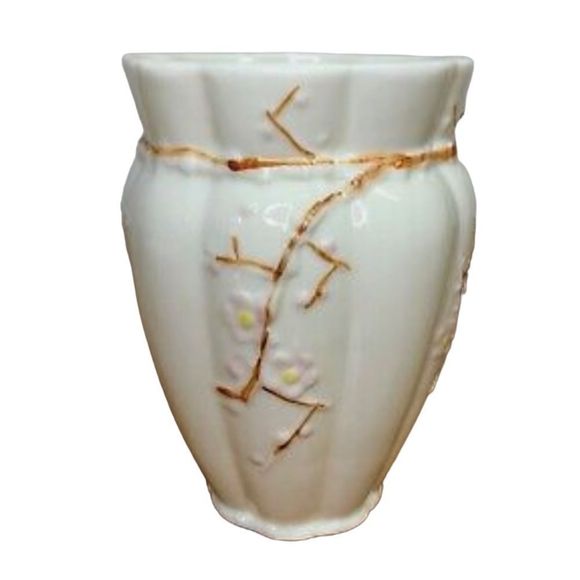 Vintage Belleek Pottery Thorn Vase Yellow 7th Gold/Brown Mark 1980-1992 - Picture 5 of 6